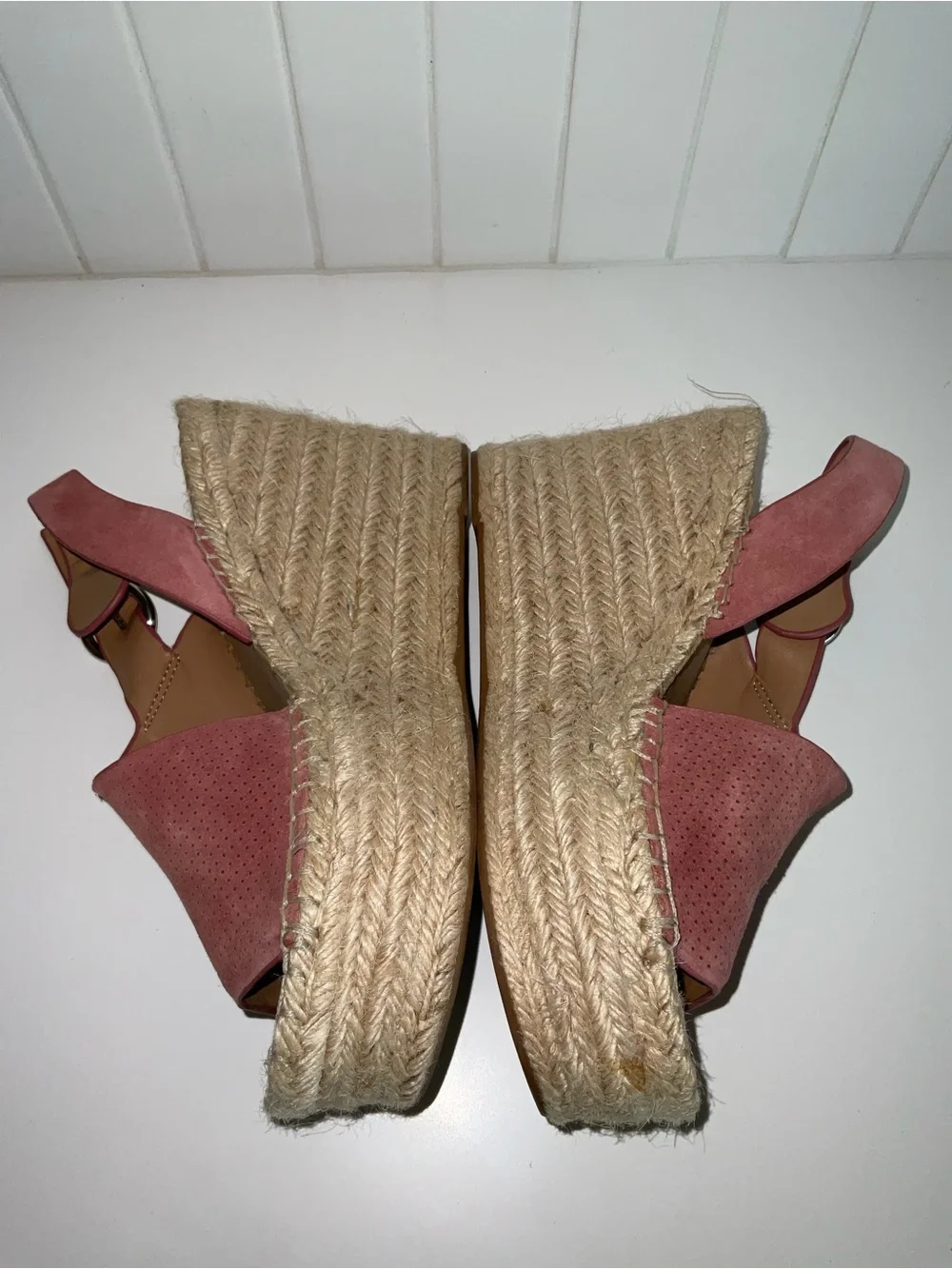 Marc Fisher Mlandela Pink Suede Espadrille Wedge Sandals